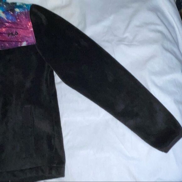 Fila Sports Womenβs Fleece Jacket Black Galaxy Print Mock Neck Size Extra small - Picture 8 of 11